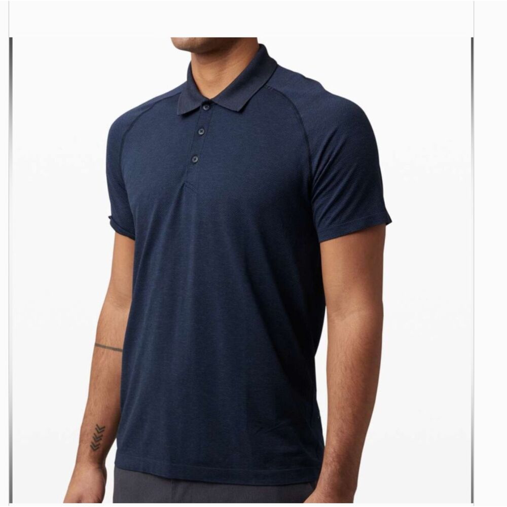 Lululemon Metal Vent Tech Polo Shirt Men's Blue Stretch Lightweight Golf